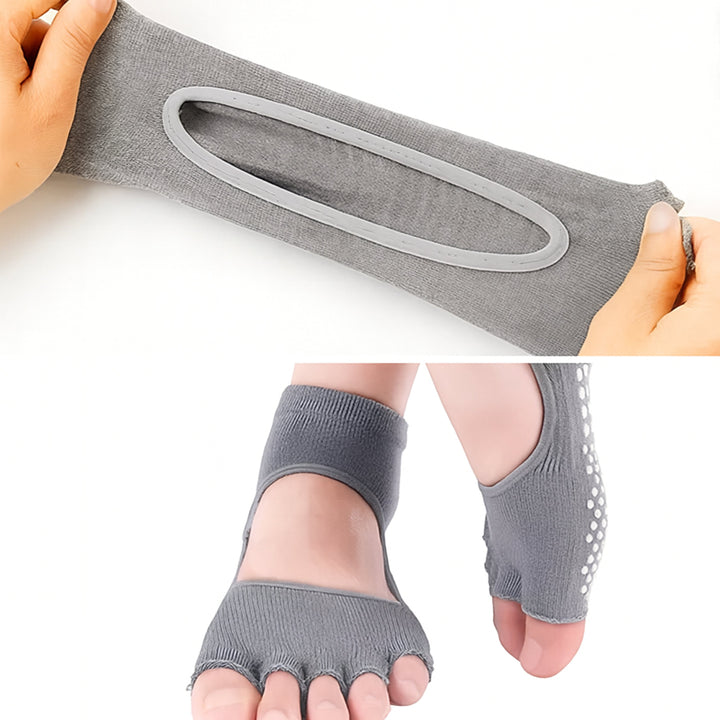 Slip Yoga Grip Socks – Open-Toe & Breathable – Rubberised Sole for Women – Stability Balance Comfort in Yoga & Pilates Bowlift