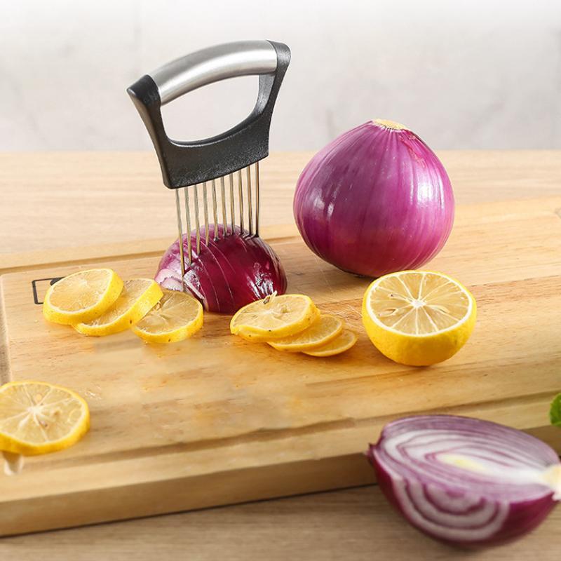 Stainless Steel Onion Cutter Holder, Food Slicers Assistant Tomato Slicer Holder | Bowlift