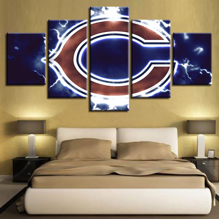 Charged Chicago Bears 5 Pieces-Canvas Wall Art Painting | Bowlift