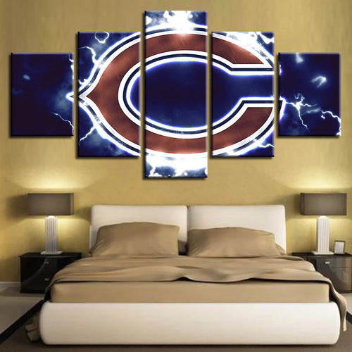 Charged Chicago Bears 5 Pieces-Canvas Wall Art Painting | Bowlift