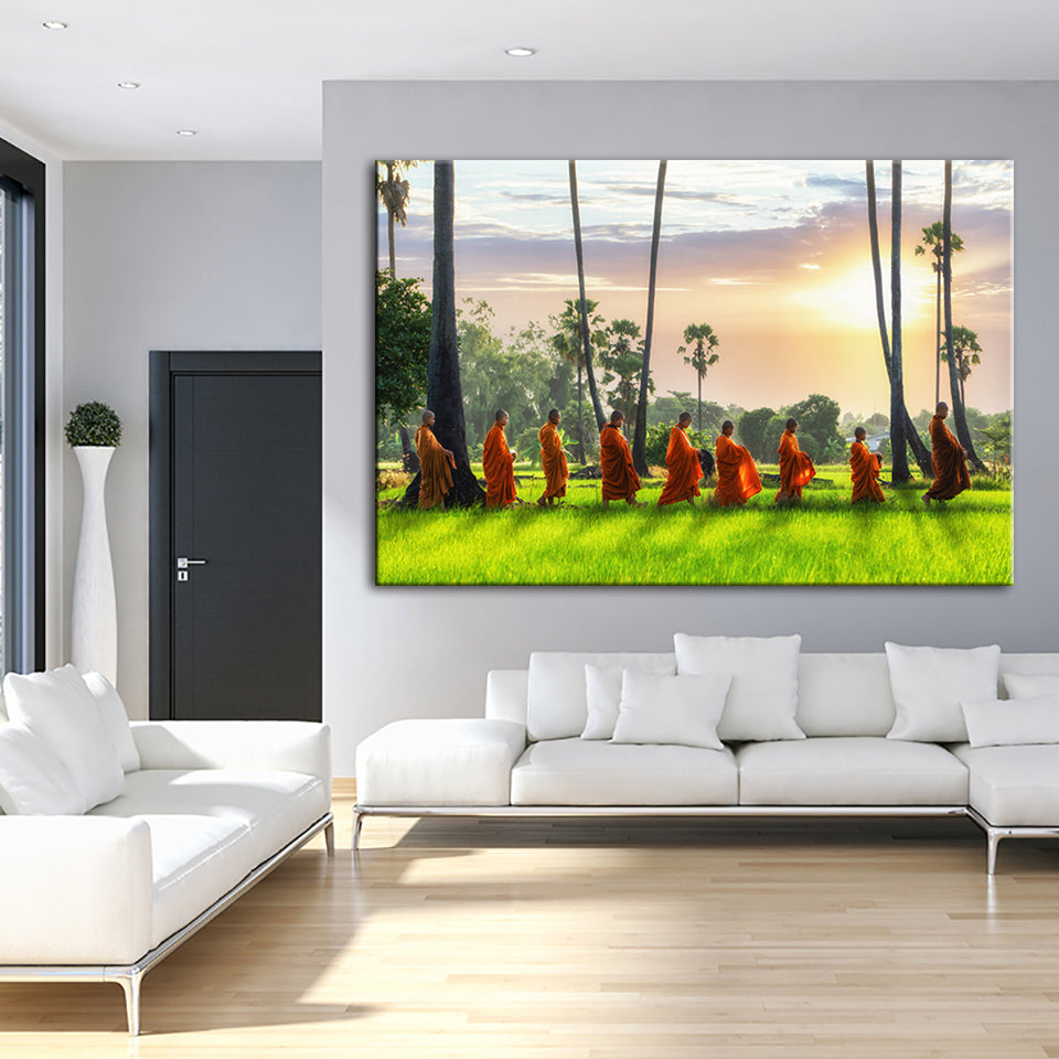 Relaxing Monks- Canvas Wall Art Painting | Bowlift