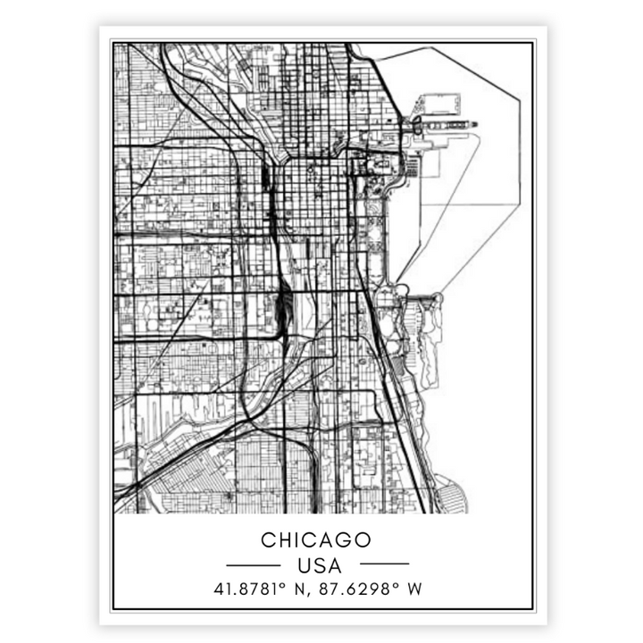 Chicago City Map-Canvas Wall Art Painting | Bowlift