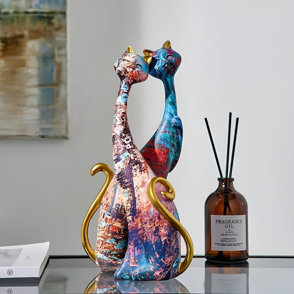 Minimalist Cat Sculpture Duo for Modern Decorative Accents Bowlift
