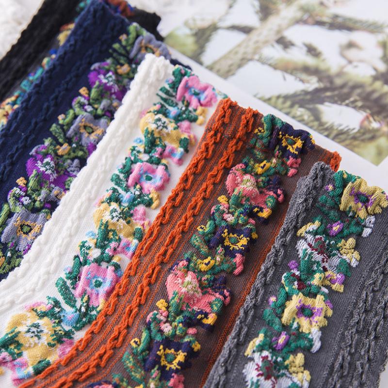 BowLift | Vintage Floral Style Cotton Crew Socks