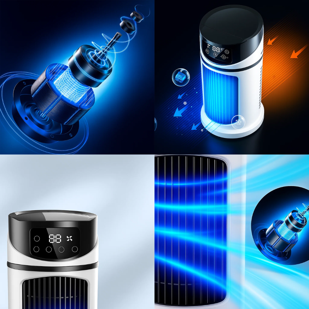 Rapid Cooling – USB 5V – 300ML Water Tank – Quiet Operation for Desk and Home Use Bowlift