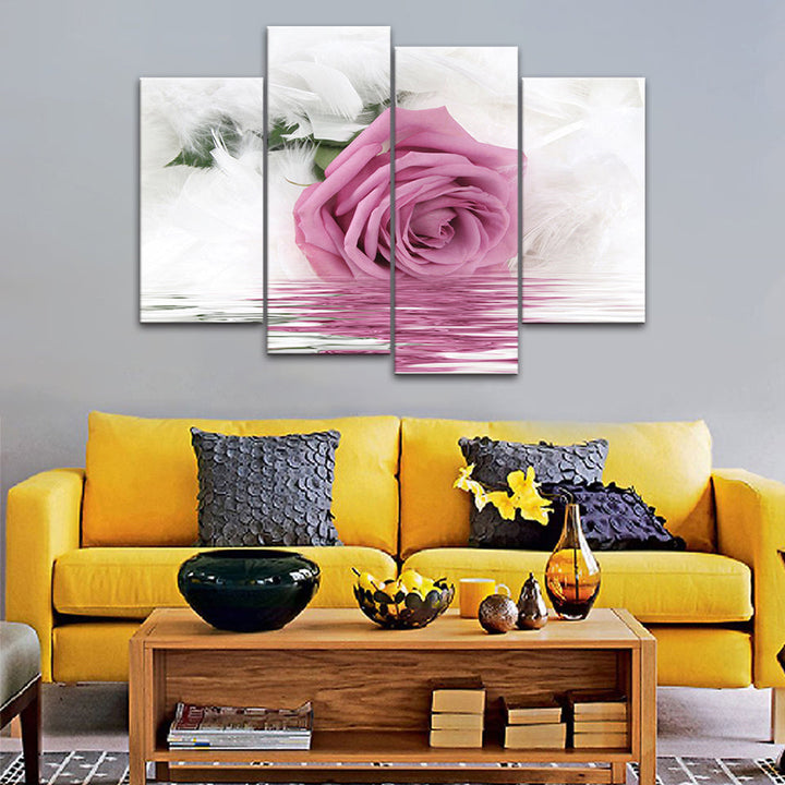 Pink Rose In Water - Canvas Wall Art Painting | Bowlift