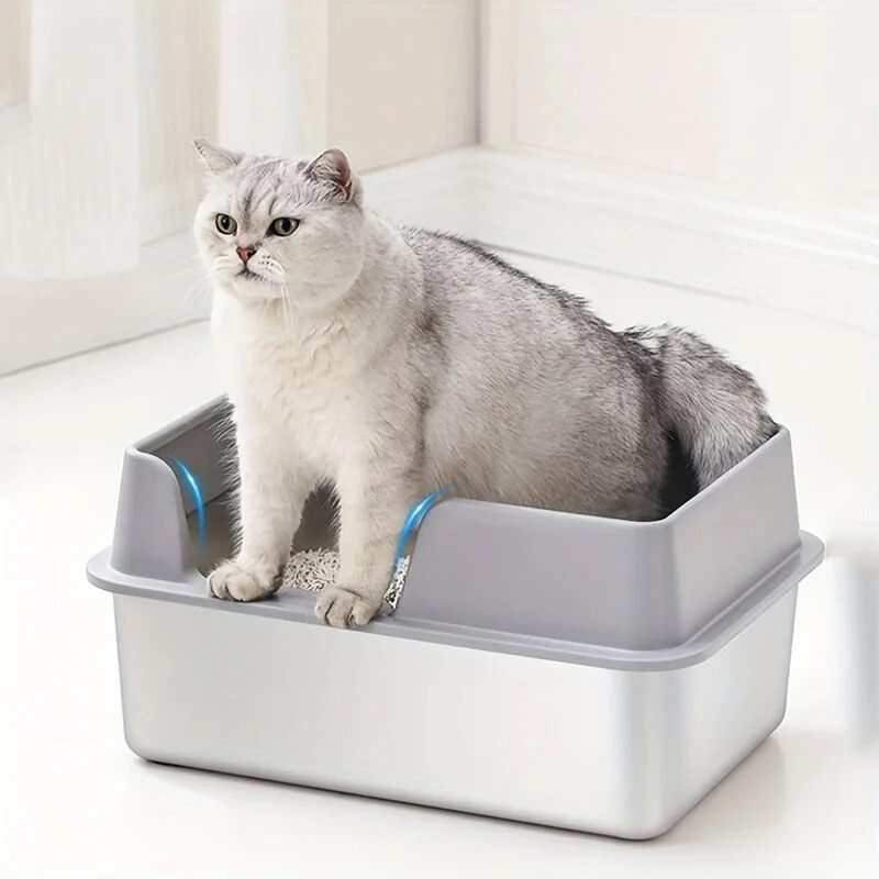 BowLift | Stainless Steel Cat Litter Box | Non-Stick, High Wall Enclosure