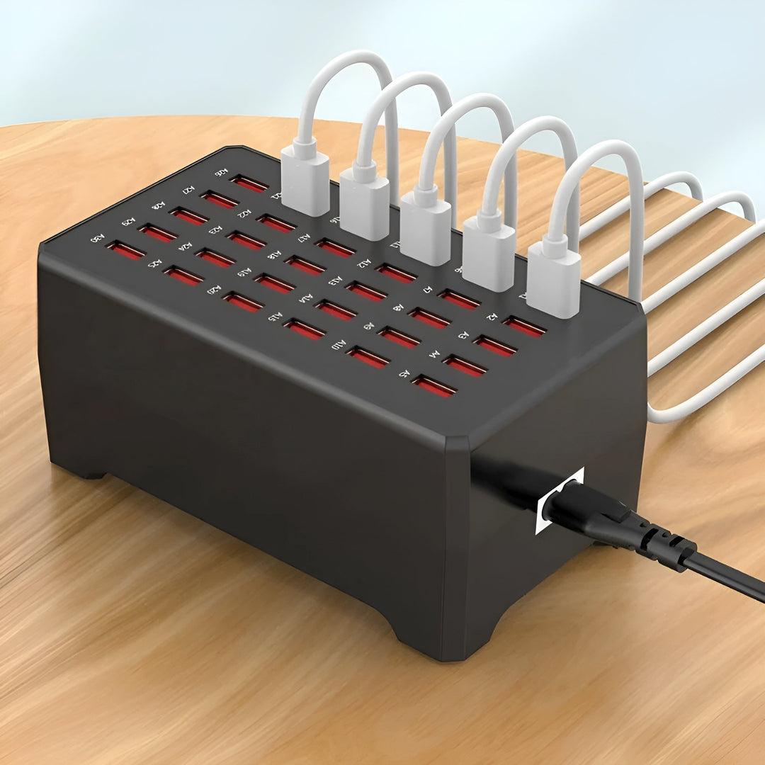 BowLift | Voltura Multi-USB Charging Station | 30 Ports | Fast Charging & Surge Protection | Compact & Durable
