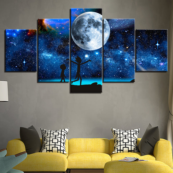 The Moon In The Galaxy   Canvas Wall Art Painting | Bowlift
