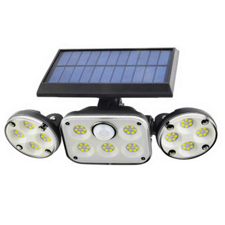 BowLift | Solar LED floodlight with motion sensor – 3-beam outdoor lighting for garden, yard, and garage