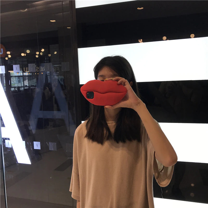 BowLift | 3D Big Red Lip Mouth Kiss Soft Silicone Shoulder Iphone Cases