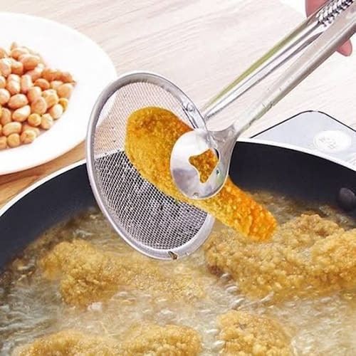 Frying Tong With Strainer Stainless Steel Bowlift