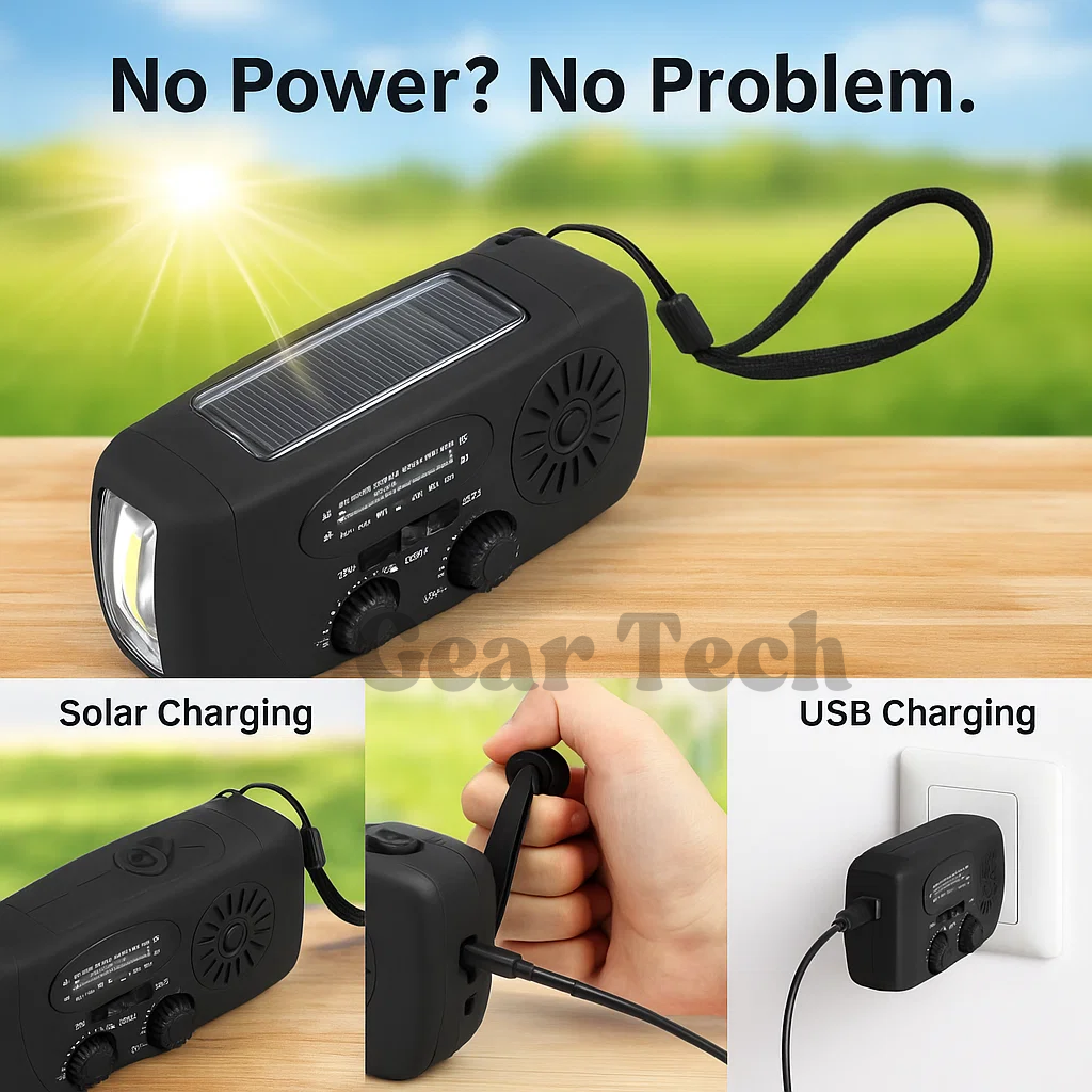 BowLift | Portable Wind-Up Radio | AM/FM, Weather Broadcasts & Built-In Power Bank for Emergency Preparedness