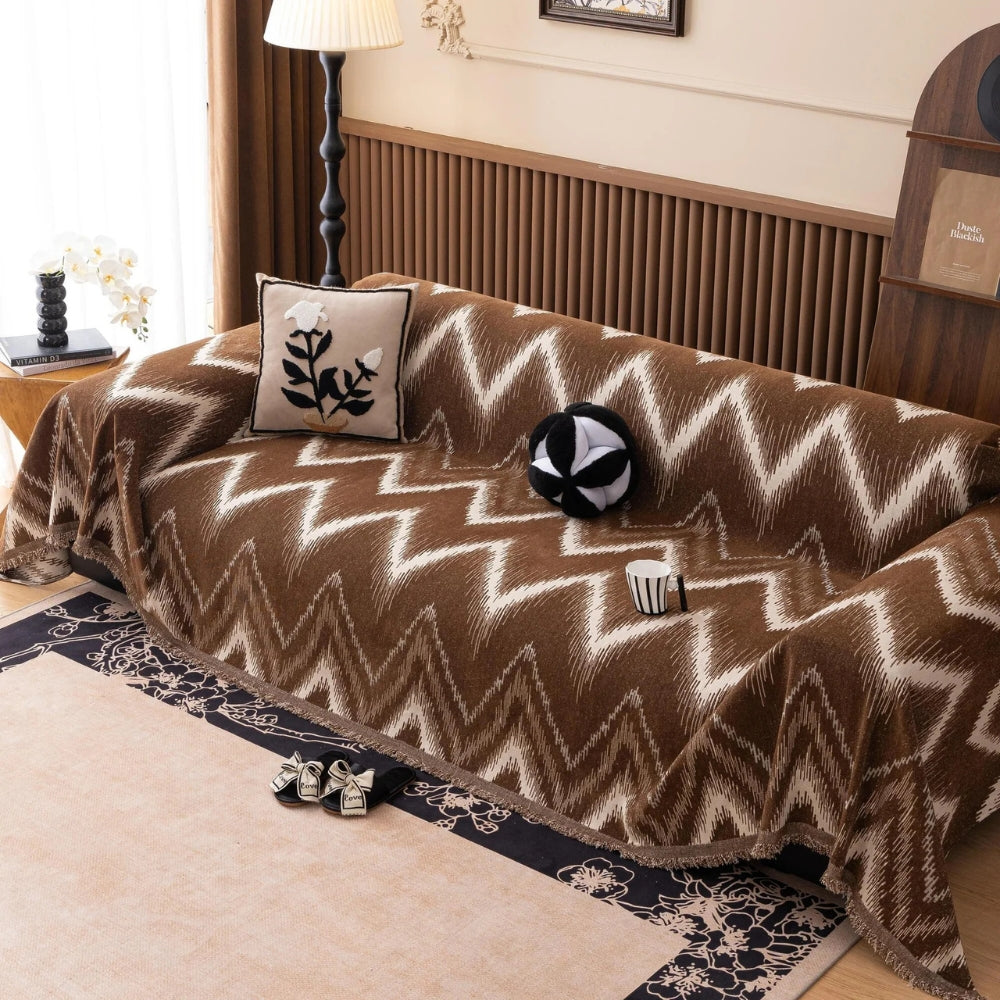 BowLift | Ochre Streak Textured Sofa Cover