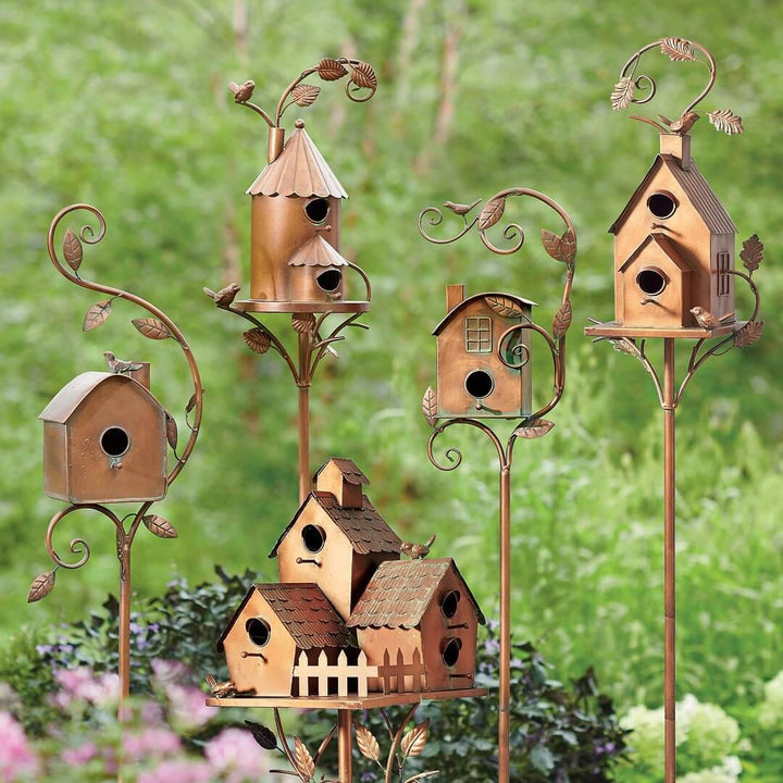 BowLift | Metal Garden Birdhouse Stake – Decorative Outdoor Bird House with Rustic Charm