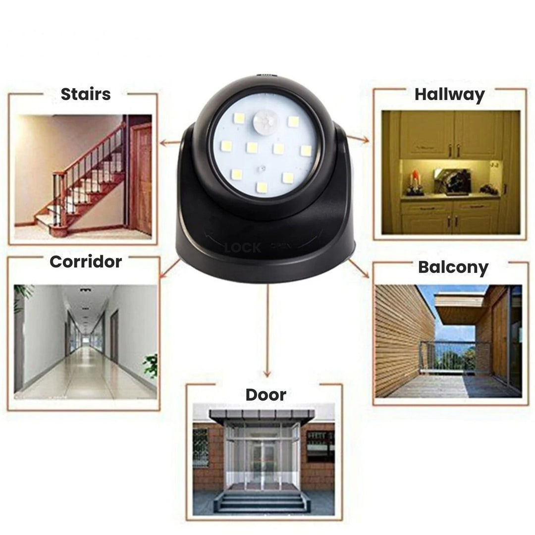 BowLift | Wireless Battery Powered External Security Lights – Motion Sensor LED Spotlight for Home, Garden, and Wall Illumination