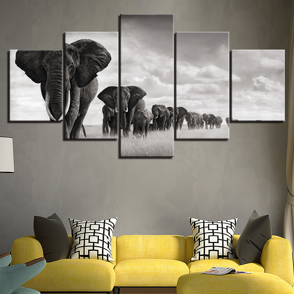 Imposing Elephants - Canvas Wall Art Painting | Bowlift