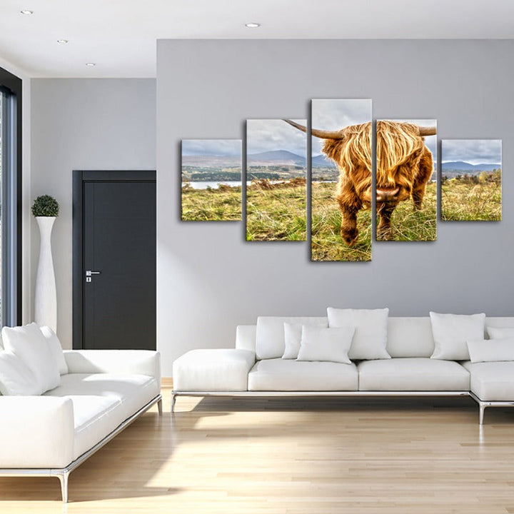 5 Piece Wild Cow - Canvas Wall Art Painting | Bowlift