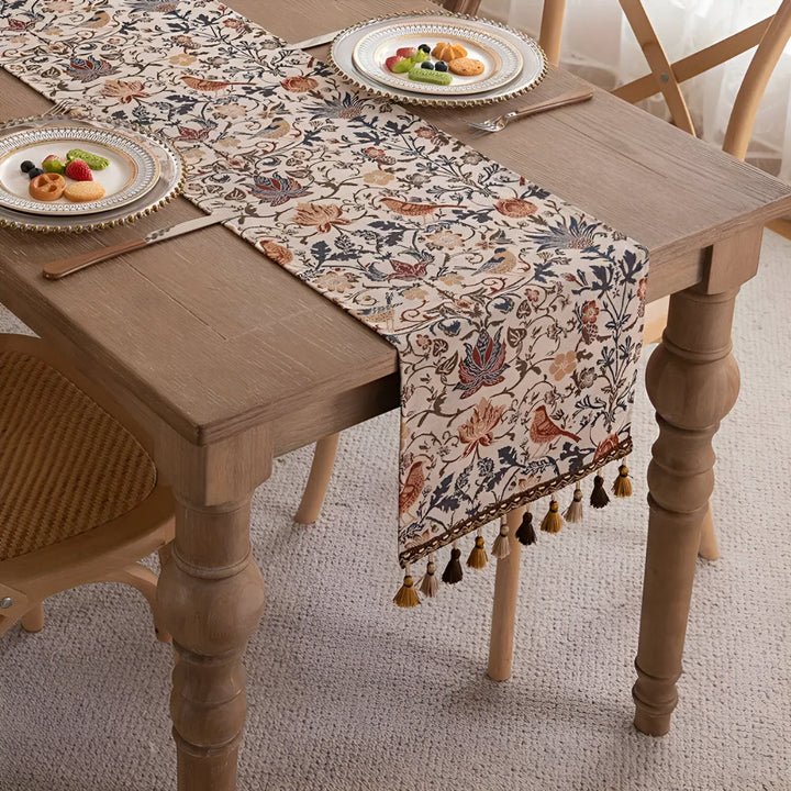 BowLift | Vintage Floral & Bird Jacquard Table Runner