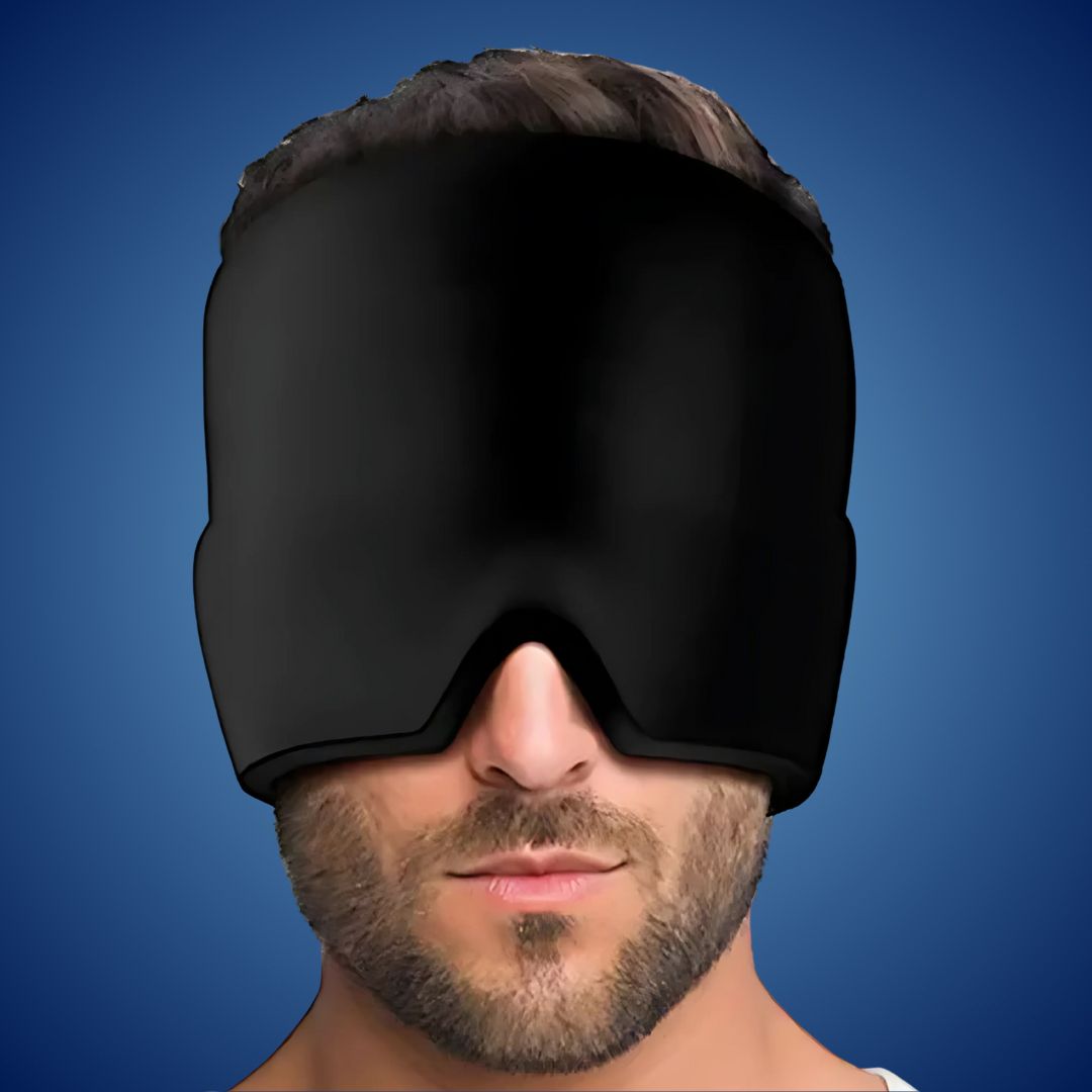 MigraSoothe Gel Hood Instant Headache and Migraine Relief | Cooling Comfort, Pressure Therapy & Light Blocking for Anytime Use Bowlift