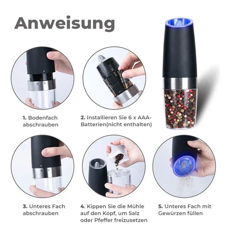 BowLift | electric gravity induction salt and pepper mill