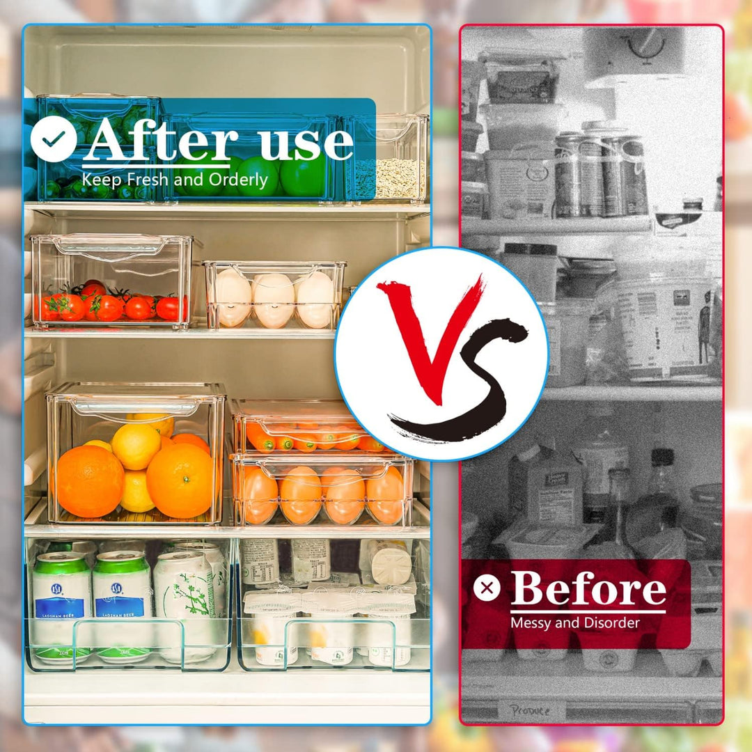 BowLift | Stackable Fridge Organiser Set – 10 Clear Storage Boxes for Freshness & Kitchen Order