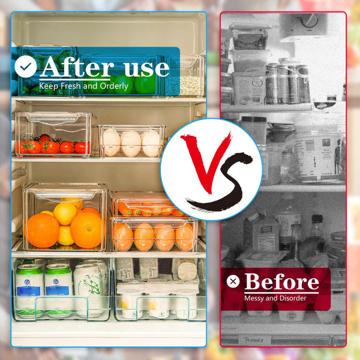 BowLift | Stackable Fridge Organiser Set – 10 Clear Storage Boxes for Freshness & Kitchen Order