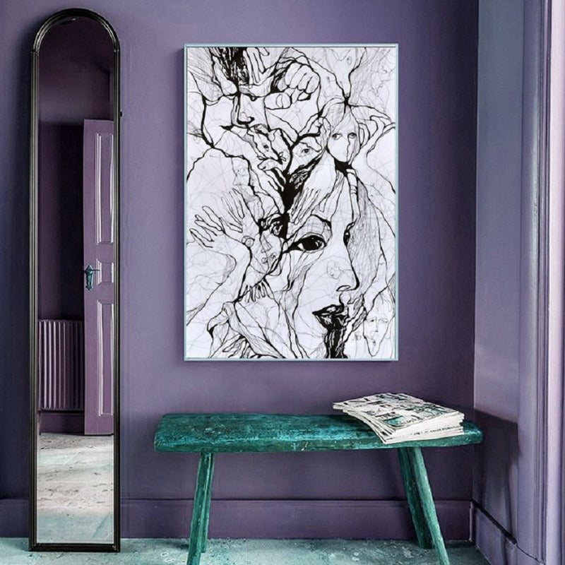 Ink Figure Face - Canvas Wall Art Painting | Bowlift