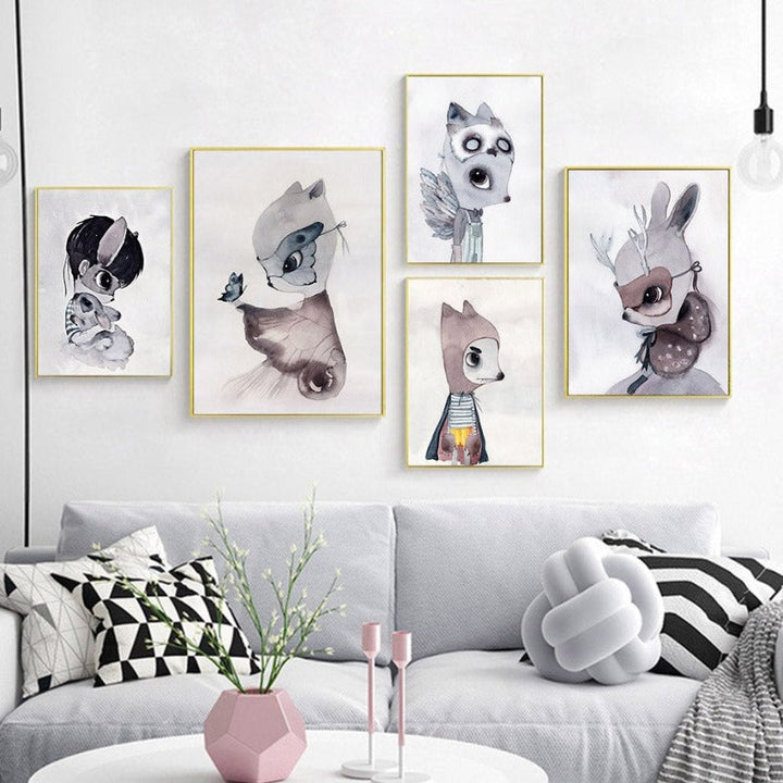 Watercolor Cartoon - Canvas Wall Art Painting | Bowlift