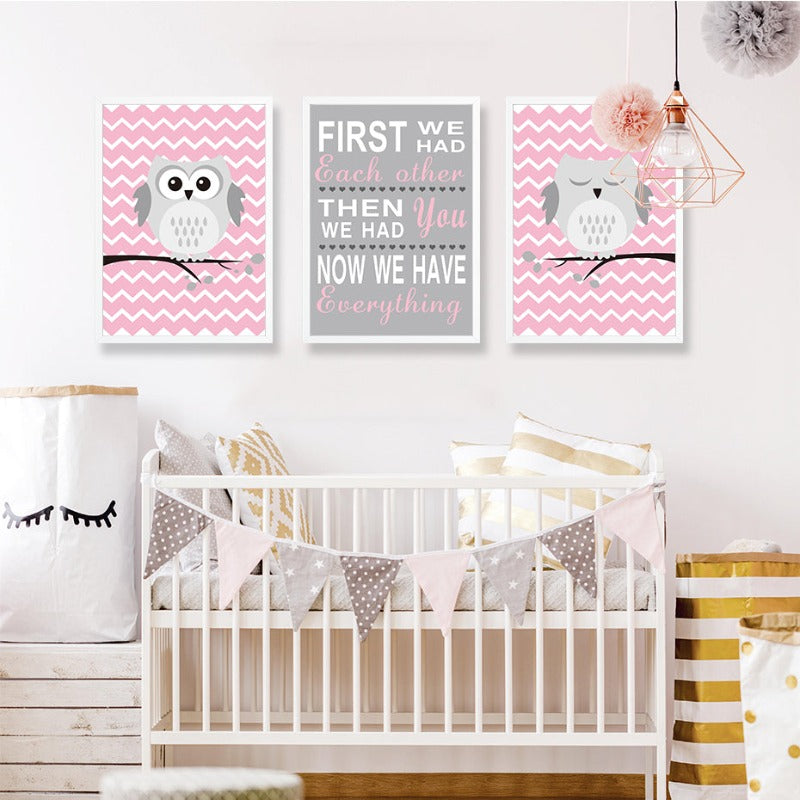 Baby Pink Owl - Canvas Wall Art Painting | Bowlift