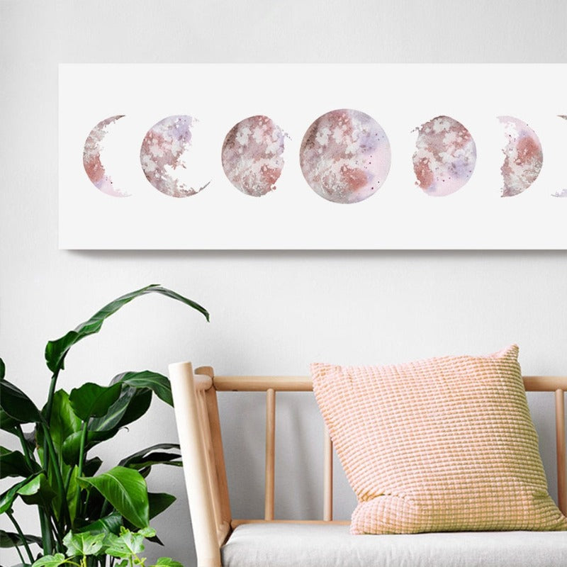 Modern Various Moon Phases Isolated Prints - Canvas Wall Art Painting | Bowlift