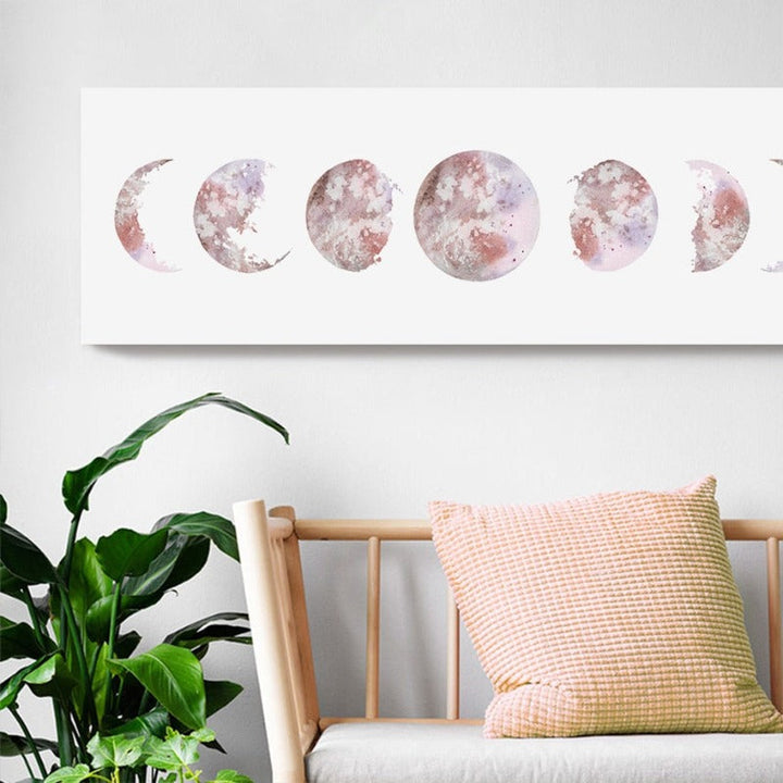 Modern Various Moon Phases Isolated Prints - Canvas Wall Art Painting | Bowlift