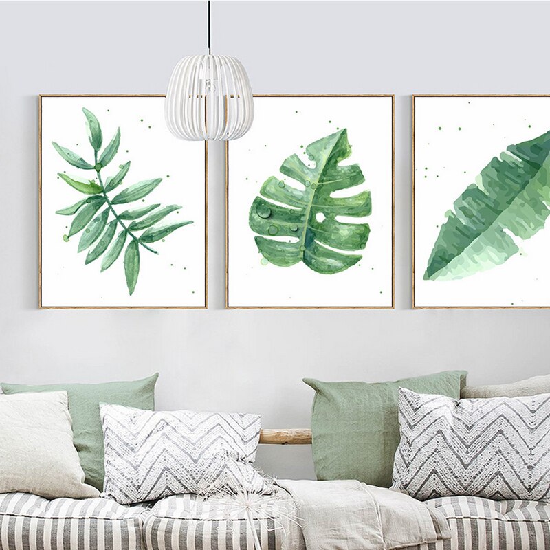 Tropical Green Leaves Plants - Canvas Wall Art Painting | Bowlift