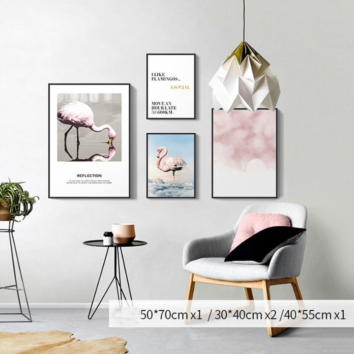 Flamingo In Landscape - Canvas Wall Art Painting | Bowlift