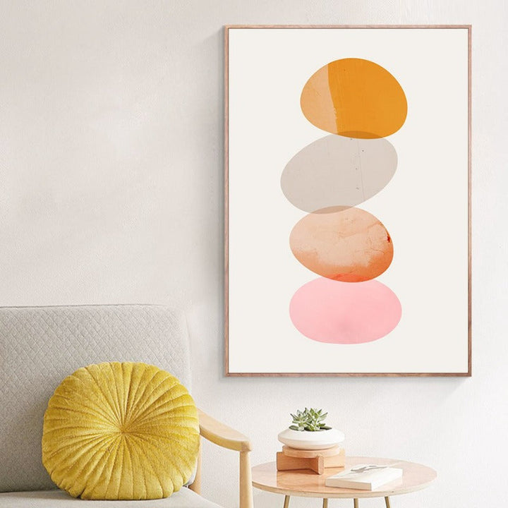 Orange Geometric Circle Stone - Canvas Wall Art Painting | Bowlift