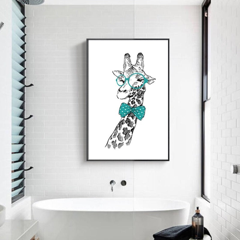 Minimalist Animals Giraffe Tie Nordic Poster - Canvas Wall Art Painting | Bowlift
