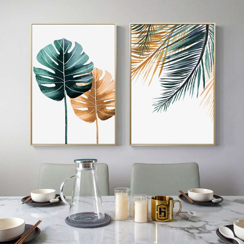 Modern Tropic Plants Leaves Print Poster - Canvas Wall Art Painting | Bowlift