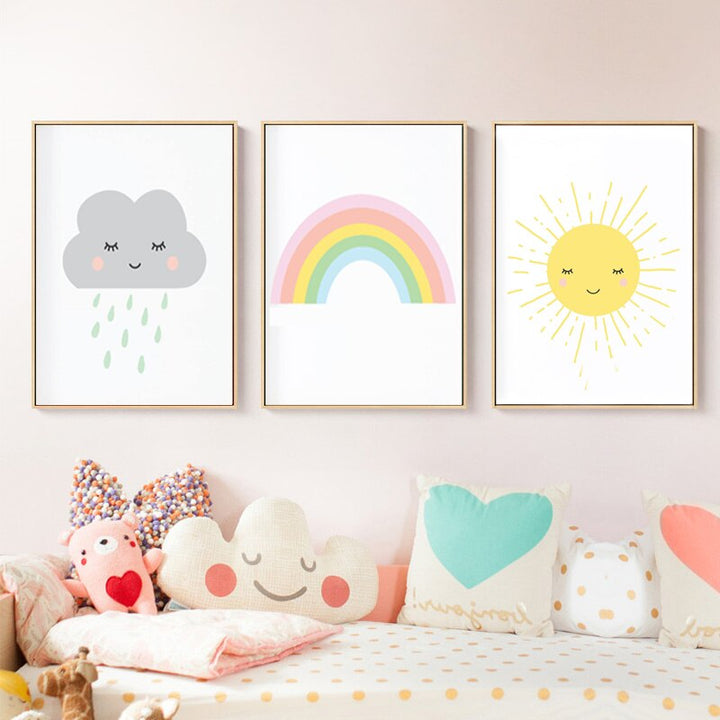 Modern Cartoon Rainbow - Canvas Wall Art Painting | Bowlift