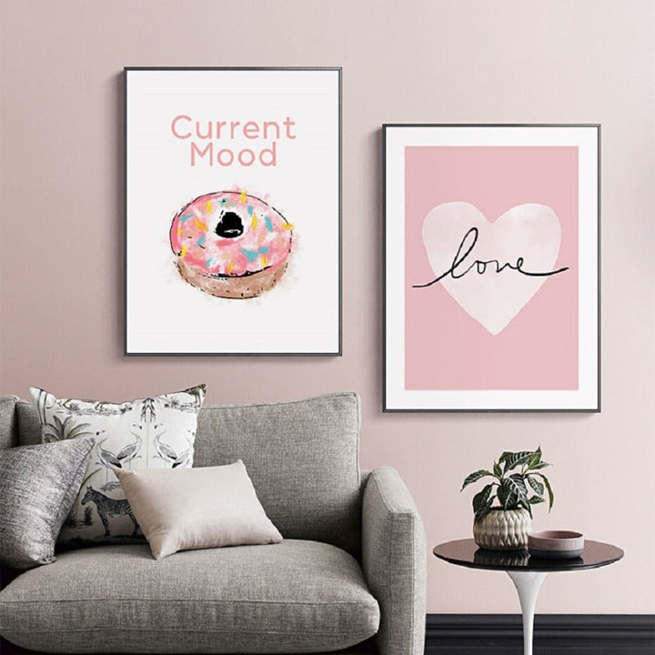 Pink Sweet-Heart Scandinavia - Canvas Wall Art Painting | Bowlift