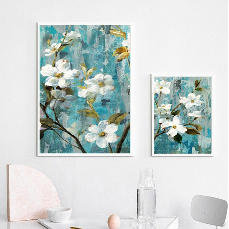 Apple White Flower Pictures - Canvas Wall Art Painting | Bowlift