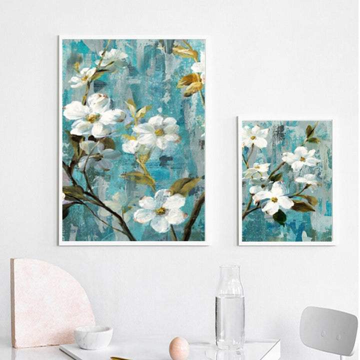 Apple White Flower Pictures - Canvas Wall Art Painting | Bowlift