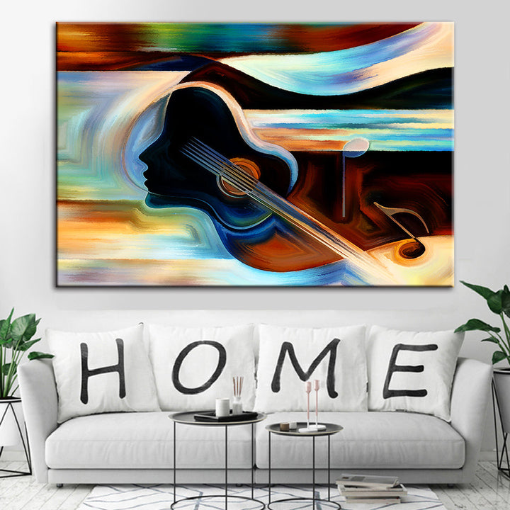 Guitar Lady - Canvas Wall Art Painting | Bowlift