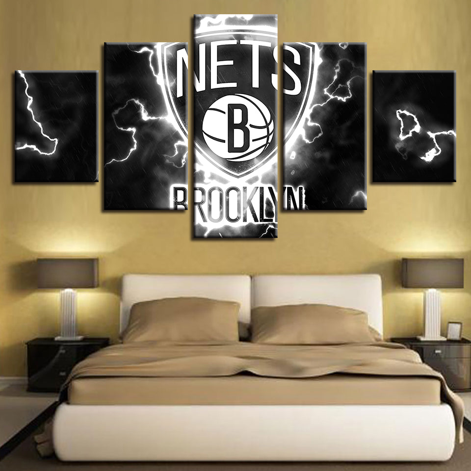 Voltaic Brooklyn Nets 5 Piece - Canvas Wall Art Painting | Bowlift