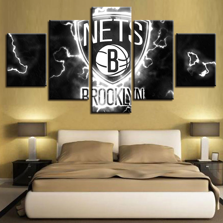 Voltaic Brooklyn Nets 5 Piece - Canvas Wall Art Painting | Bowlift
