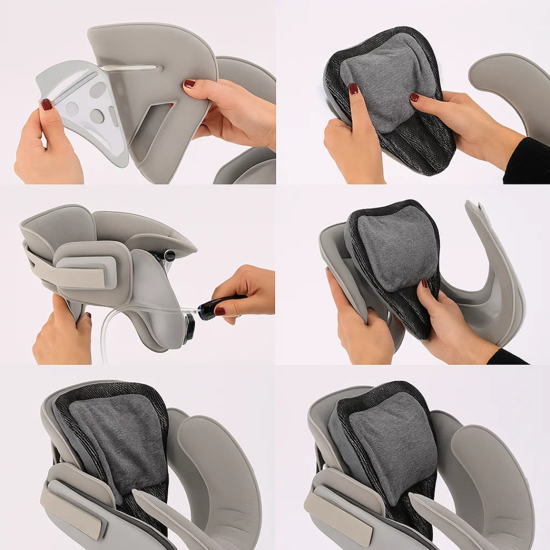 Instant Neck Pain Relief – Adjustable Inflatable Cushion – Improves Posture – Home & Office Use Bowlift