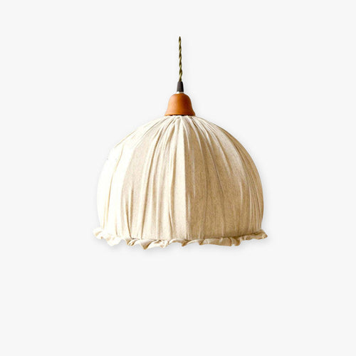 EcoLume - Minimalist Scandinavian LED Pendant Light Beige Fabric Shade, AdjustaBowlifte for Living Room and Dining Room | Bowlift