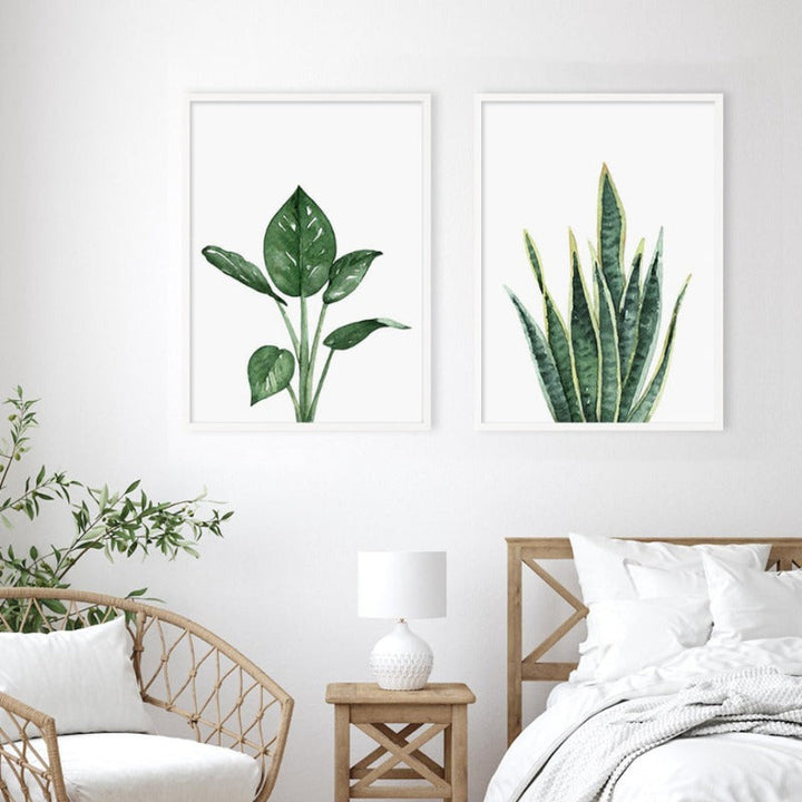 Green Leaf Tropical Botanical Watercolor Posters | Bowlift