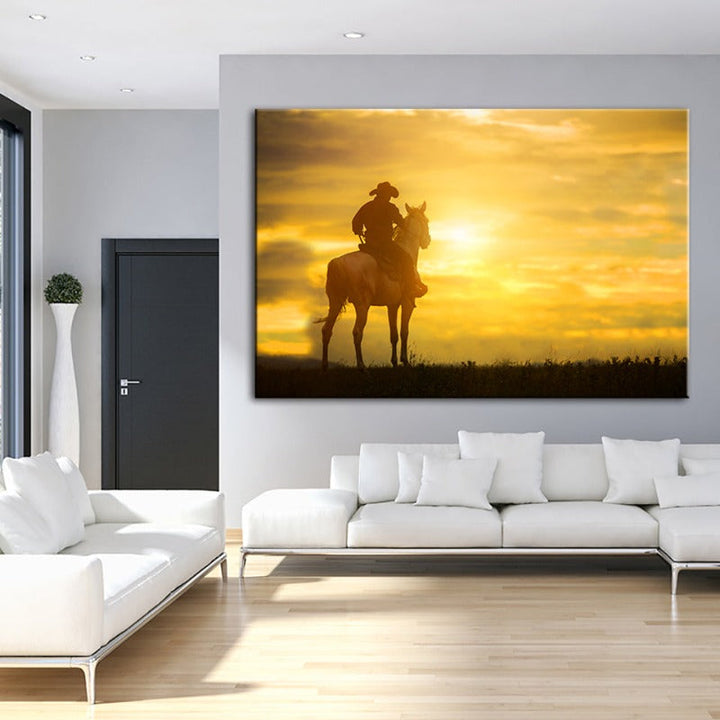 A Cowboy And His Steed - Canvas Wall Art Painting | Bowlift