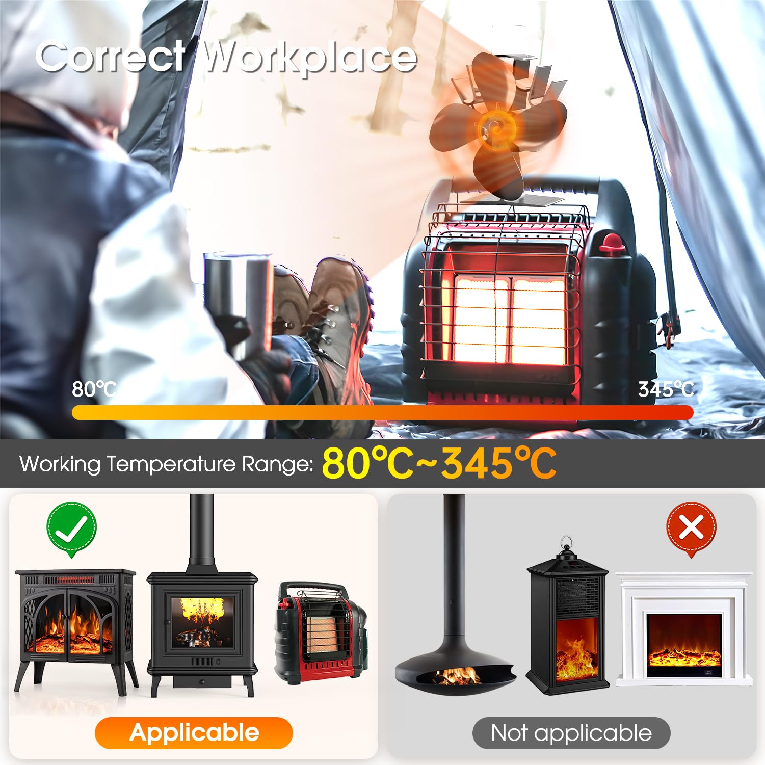 BowLift | 4-Blade Stove and Fireplace Fan for Wood/Fireplace