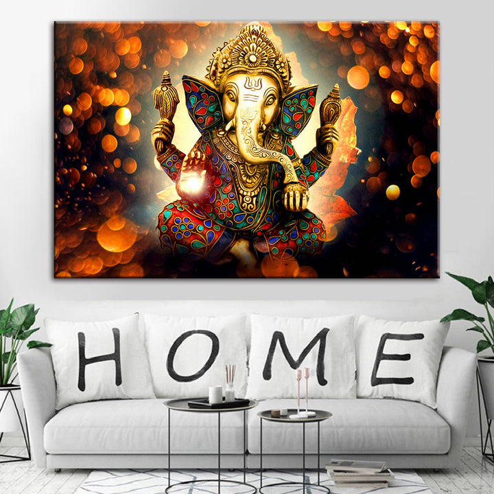 Hindu Lord Ganesha - Canvas Wall Art Painting | Bowlift